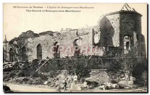 Cartes postales Militaria Environs de Verdun Eglise de Romagne sous montfaucon