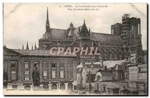 Reims Cartes postales Cathedrale avant l&#39incendie