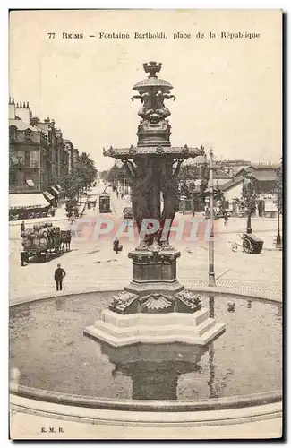 Reims Ansichtskarte AK Fontaine Bartholdi Place de la Republique