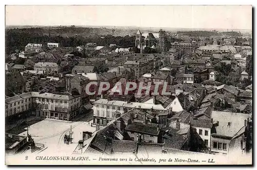 Cartes postales Chalons sur Marne Panorama vers la cathedrale pris de Notre Dame