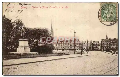 Rouen Ansichtskarte AK Statue de Pierre corneille et la ville