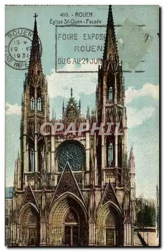 Cartes postales Rouen Eglise St ouen La facade