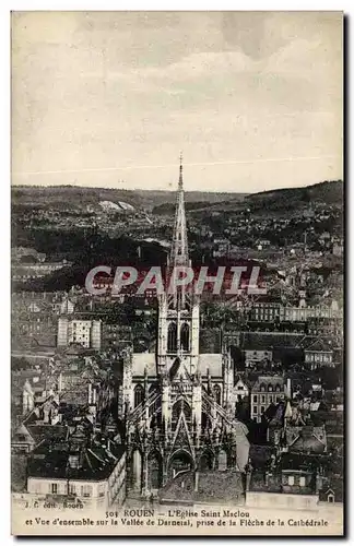 Ansichtskarte AK Rouen Eglise Saint Maclou Et vue d&#39ensemble sur la vallee de Darnetal prise de la fleche de l