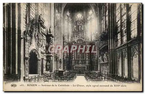 Cartes postales Rouen Interieur de la cathedrale Le choeur stye ogival normand du 13eme