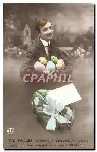 Cartes postales FAntaisie Homme Paques Easter