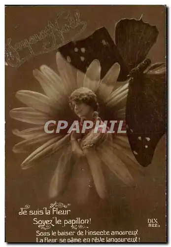 Cartes postales FAntaisie Femme Je suis la fleur Soyez le papillon Butterfly Noel Christmas