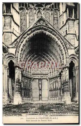 Chartres Cartes postales Cathedrale Base centrale du portail nord