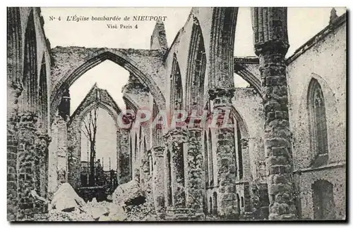 Cartes postales l&#39eglise bombardee de Nieuport