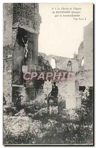 Cartes postales Le Christ de l'eglise de Reninghe epargne par le bombardement