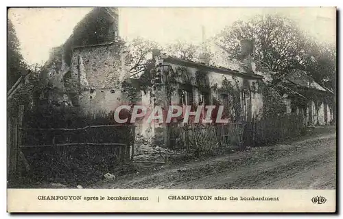 Cartes postales Champguyon apres le bombardement