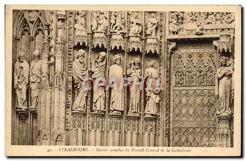 Ansichtskarte AK Strasbourg Statues gauches du portail central de la Cathedrale