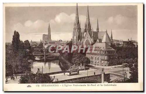 Cartes postales Strasbourg L&#39eglise protestante et la cathedrale