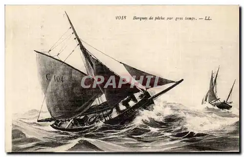 Cartes postales Bateau Barques de peche par gros temps