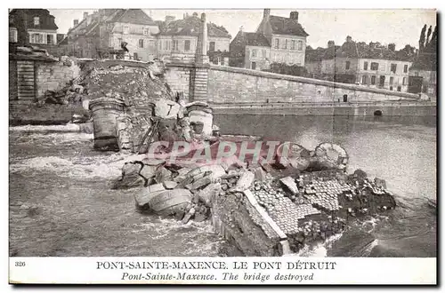 Cartes postales Pont Saint maxence Le pont detruit