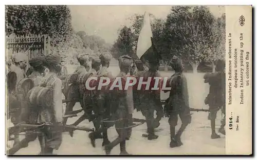 Cartes postales Infanterie indienne arborant le drapeau tricolore Militaria Inde india