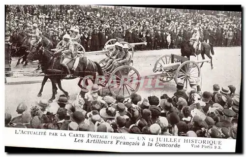 Ansichtskarte AK 14 juillet Les artilleurs francais a la Concorde Paris Militaria CAnon de 75