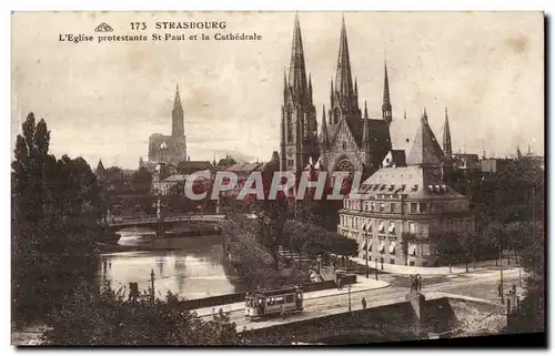 Cartes postales Strasbourg Eglise prostestante St Paul et cathedrale