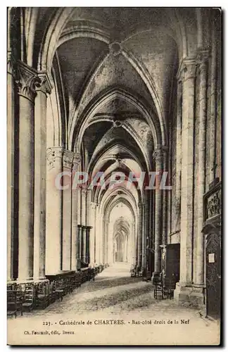 Chartres Cartes postales Cathedrale Bas cote droit de la nef