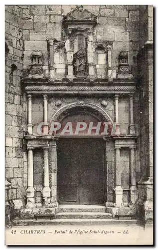 Cartes postales Chartres Portail de l&#39eglise Saint Aignan