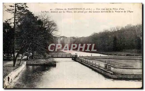 Ansichtskarte AK Chateau de Maintenon Une vue sur la piece d&#39eau