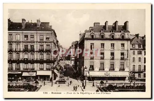 Ansichtskarte AK Rennes Place de la Republique et rue d&#39Orleans