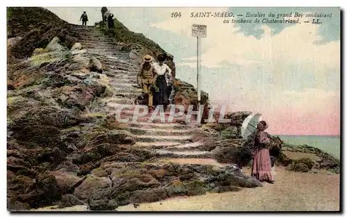 Ansichtskarte AK Saint Malo Escalier du grand Bey conduisant au tombeau de Chateaubriand