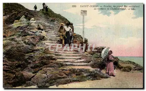 Cartes postales Saint Malo Escalier du grand Bey conduisant au tombeau de Chateaubriand