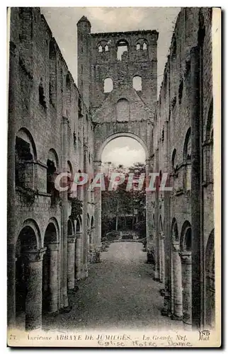 Cartes postales Ancienne abbaye de Jumieges La grande nef