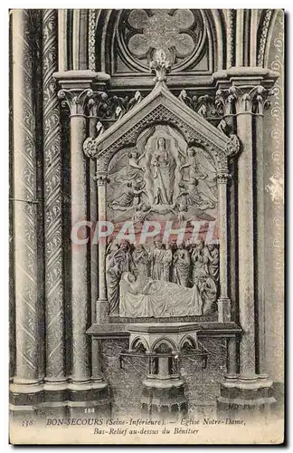 Cartes postales Bonsecours Eglise Notre Bas relief au dessus du benitier