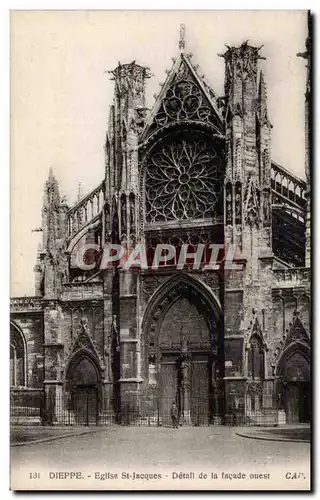 Cartes postales Dieppe Eglise Saint Jacques DEtail de la facade Ouest