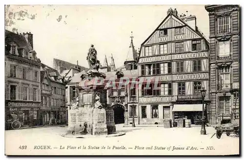 Ansichtskarte AK Rouen La place et la statue de la Pucelle