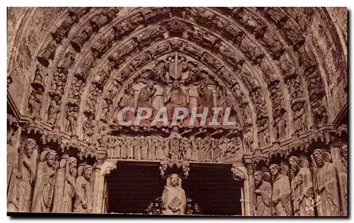 Chartres Cartes postales La cathedrale Portail Sud Tympan du jugement dernier au trumeau Christ enseignant