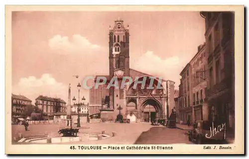 Ansichtskarte AK Toulouse Place et cathedrale St Etienne