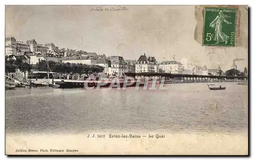 Cartes postales Evian les Bains le quai Bateau Helvetie