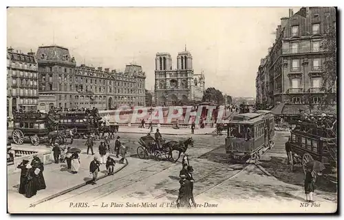 Paris Cartes postales La place Saint Michel et l&#39eglise Notre DAme