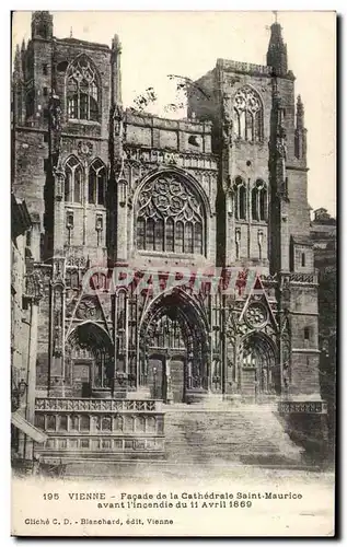 Vienne Cartes postales Facade de la cathedrale Saint maurice avant l&#39incendie du 11 avril 1869