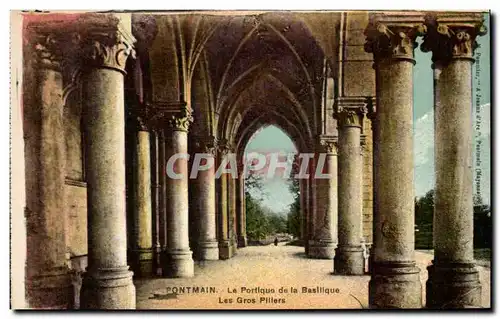 Cartes postales Pontmain Le portique de la basilique Les gros piliers