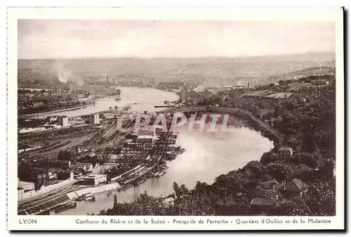 Lyon Ansichtskarte AK Confluent du Rhone et de la Saone Presqu&#39ile de Perrache Quartiers d&#39Oullins et de la