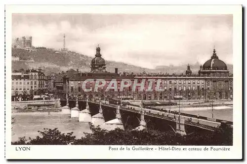 Lyon Cartes postales Pont de la Guillotiere Hotel Dieu et coteau de Fourviere