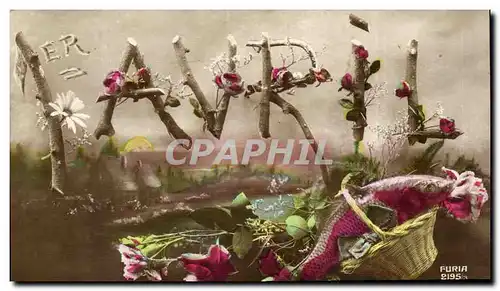 Cartes postales Fantaisie Fleurs 1er avril Easter Paques
