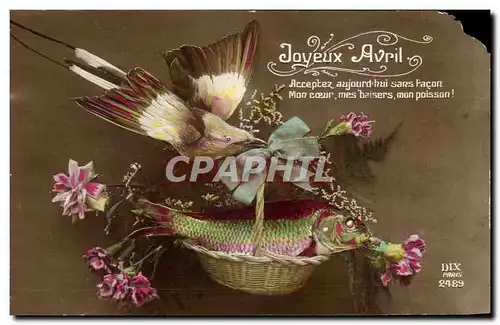 Cartes postales Fantaisie Poisson 1er avril Easter Paques