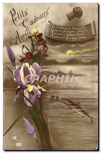 Cartes postales Fantaisie Fleurs Poisson 1er avril Easter Paques