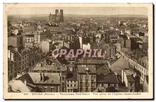 Cartes postales Reims Panorama Sud Ouest Vue prise de l'eglise Saint andre