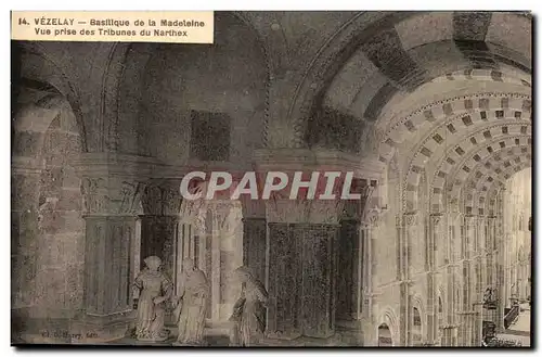 Cartes postales Vezelay Basilique de la Madeleine Vue prise des tribunes de Narthex