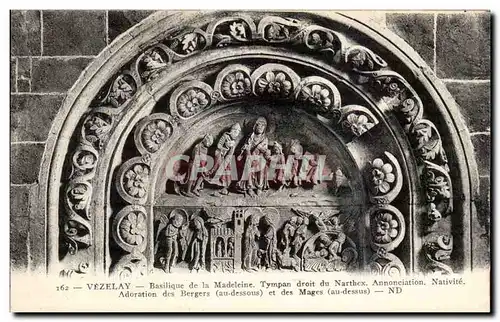 Cartes postales Vezelay Basilique de la Madeleine Tympan droit du Narthex