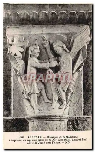 Ansichtskarte AK Vezelay Basilique de la Madeleine Chapiteau du septieme pilier de la nef Lutte de Jacob avec l&#