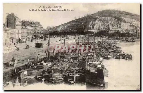 Cartes postales Rouen Le quai de Paris et la cote Sainte Catherine