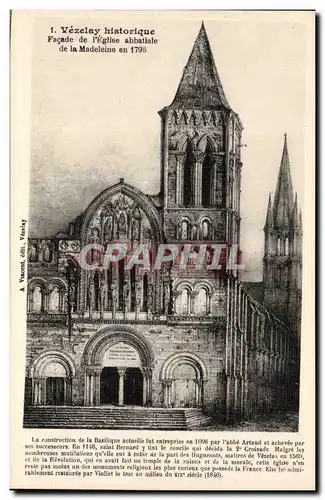 Cartes postales Vezelay Facade de l&#39eglise abbatiale de la Madeleine en 1796