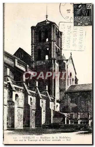 Cartes postales Vezelay Basilique de la Madeleine vue sur la transept et la tour centrale