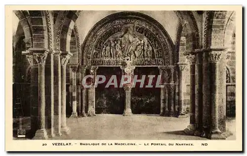 Cartes postales Vezelay Basilique de la Madeleine Le portail du Narthex